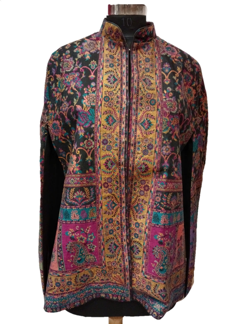 Cashmere woven Jamarwar Split Sleeves Cape.