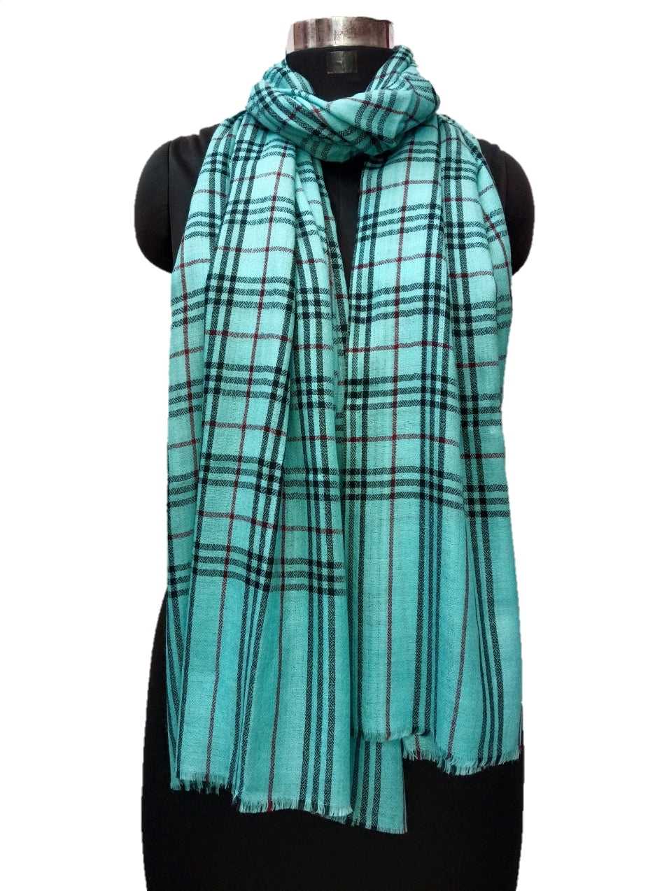 Cashmere Check-Stripe Stole.