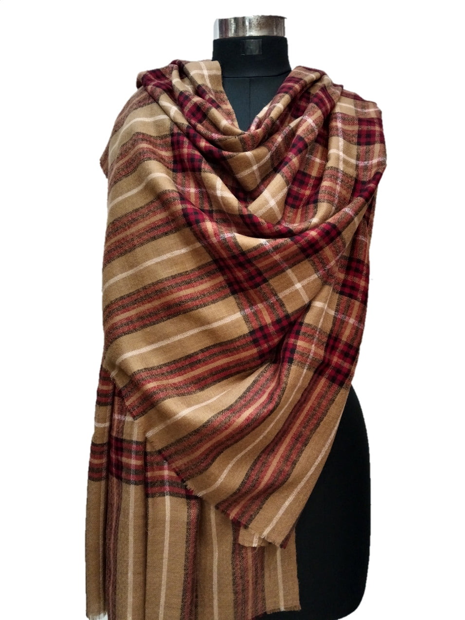 Pure Pashmina Handmade Check Shawl.
