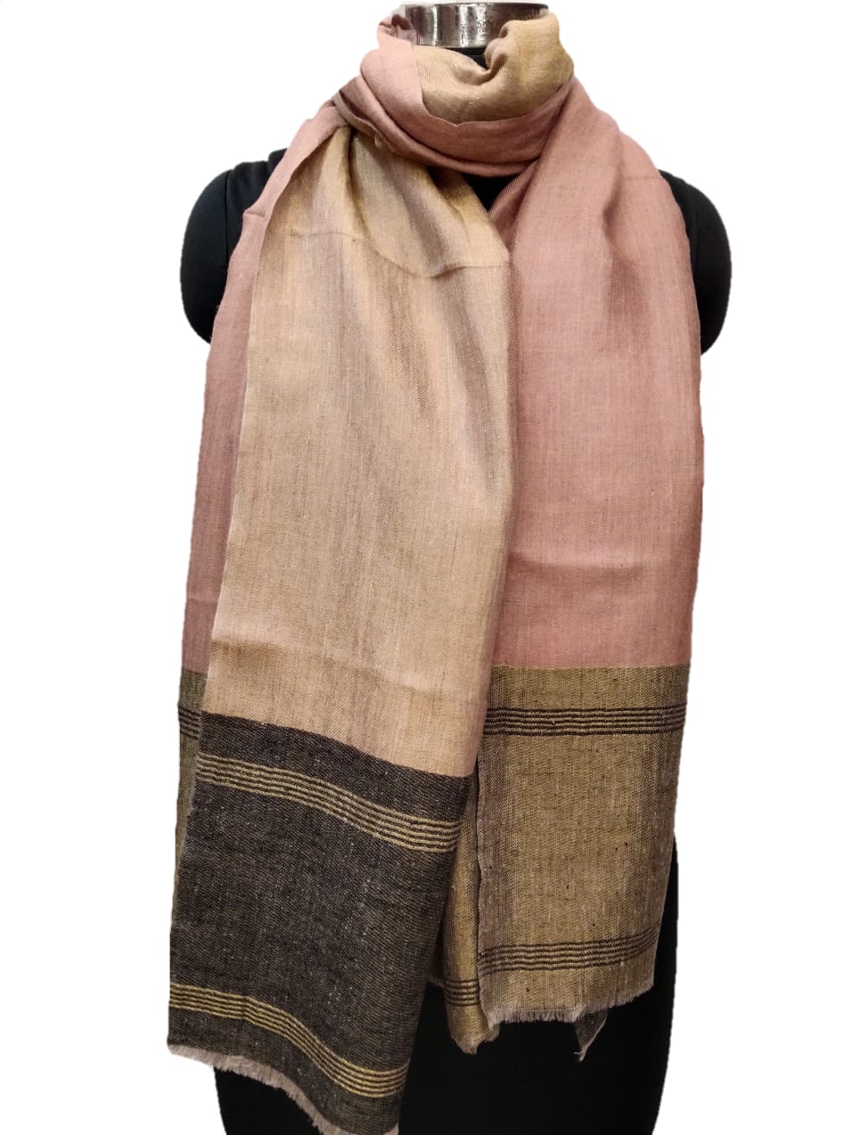 Pure Pashmina Handmade Zari Reversible Stole.