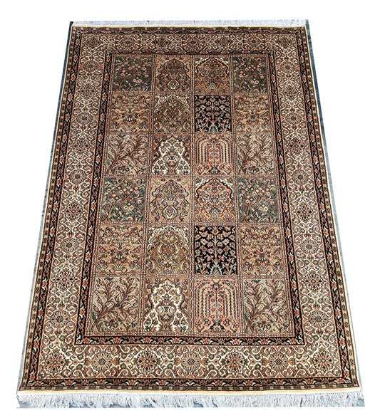 4x6 feet (120x180 cm) Kashmiri Hand Knotted Silk carpet
