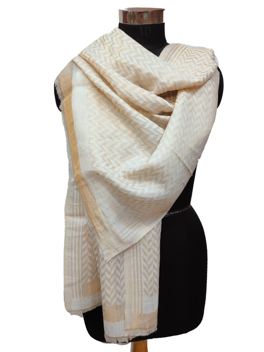 Cashmere Zari Zigzag Stole.