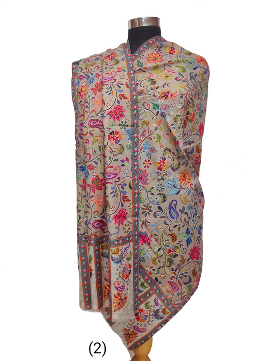 Pashmina Blended Kalamkari outlined stole.
