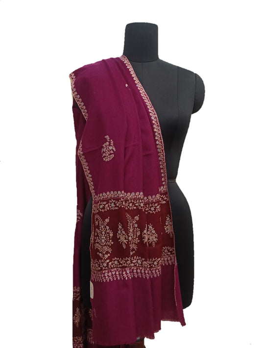 Pure Pashmina Embroidered border Shawl.