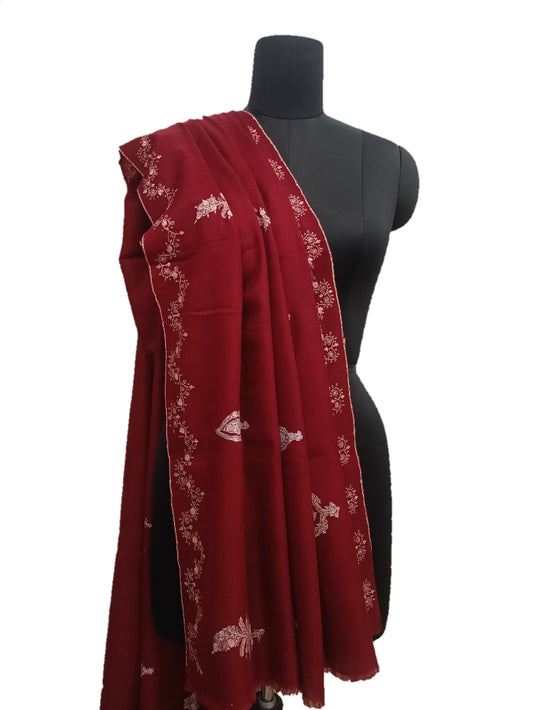 Pure Pashmina Embroidered border Shawl.