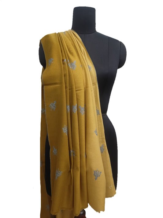 Pure Pashmina Embroidered border Shawl.