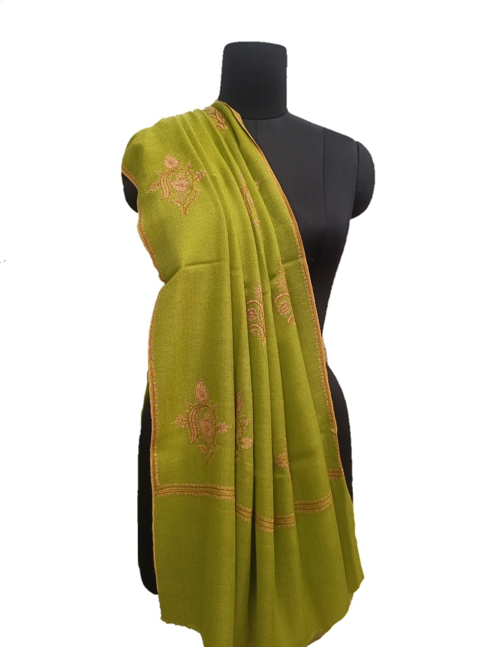 Pure Pashmina Embroidered border Shawl.