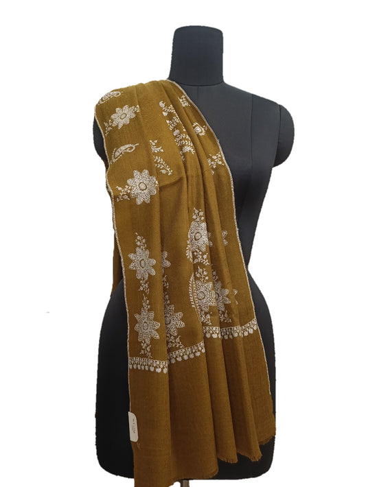 Pure Pashmina Embroidered border Shawl.