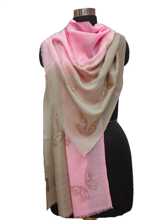 Regular Swarovski on Herringbone Fine Wool Stole