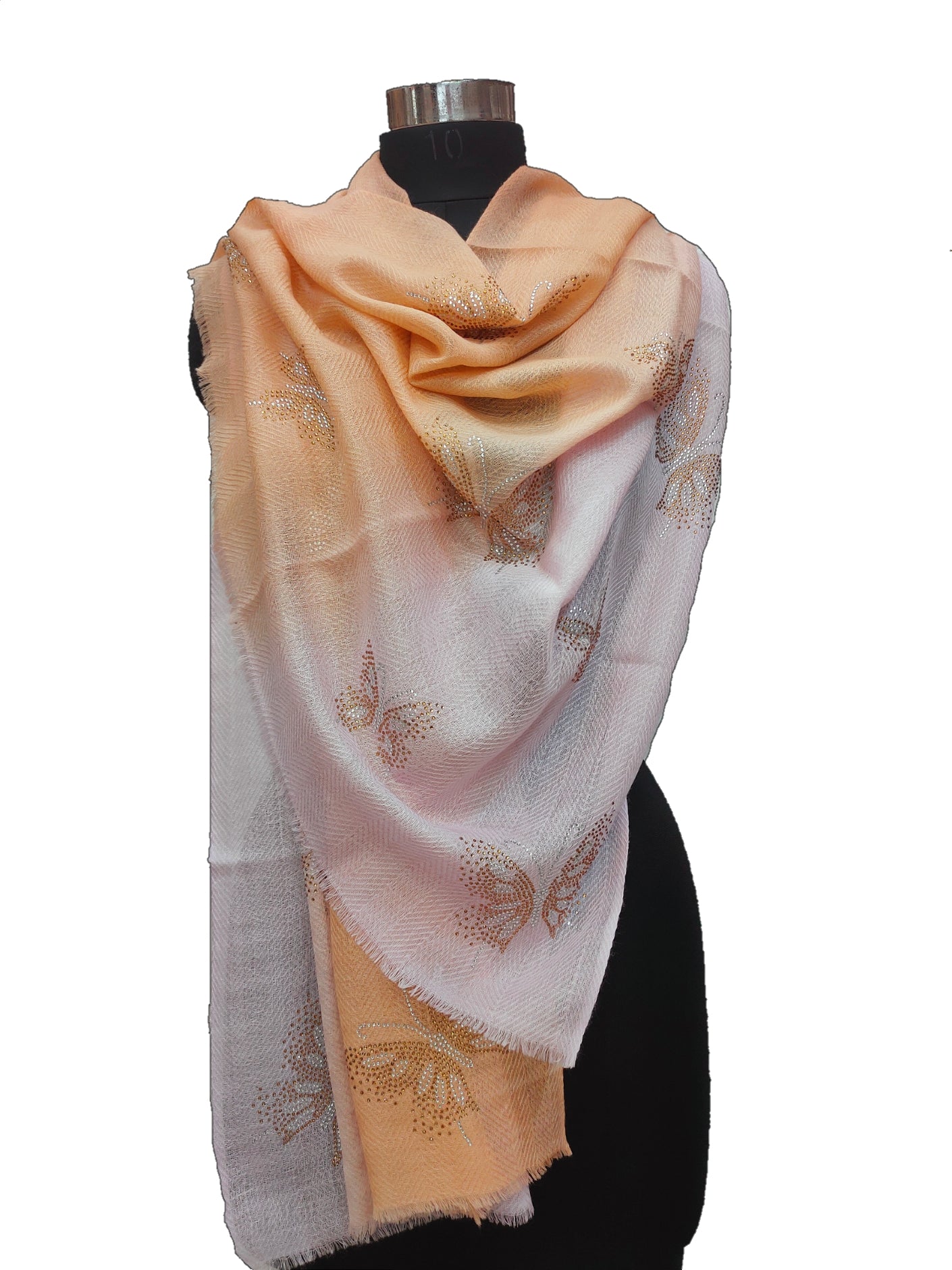 Regular Swarovski on Herringbone Fine wool Stole.