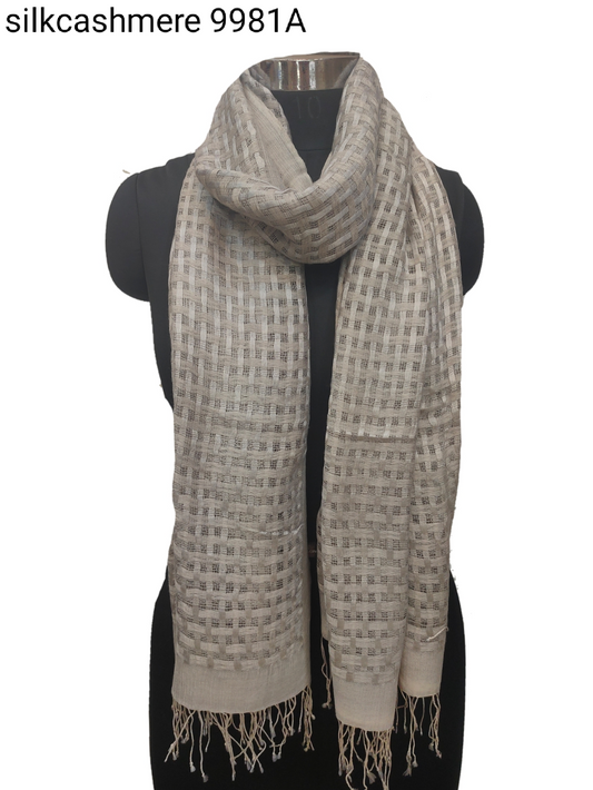 Pure Silk and Cashmere Basket Weave Stole.