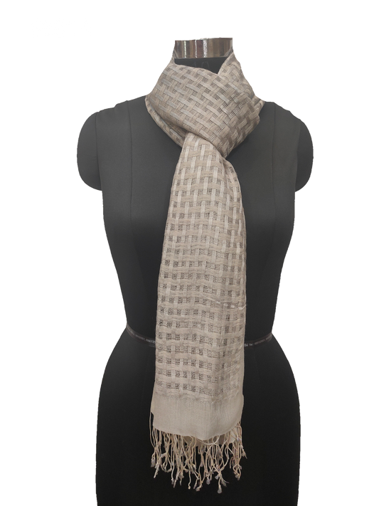 Pure Silk and Cashmere Basket Weave Stole.