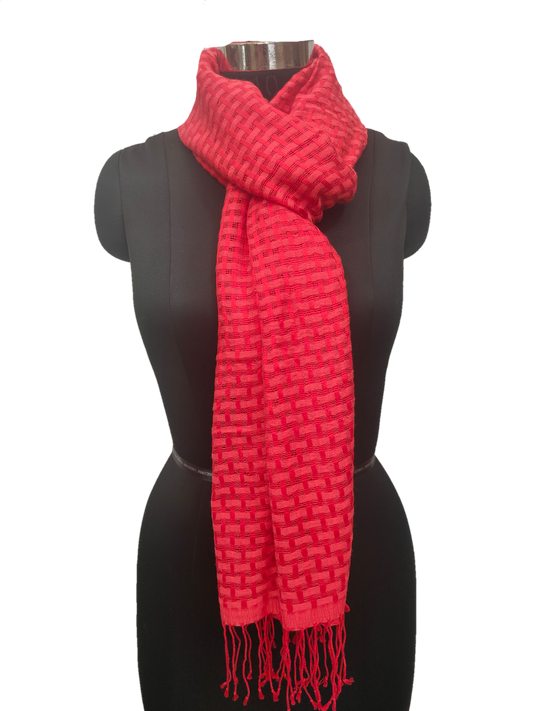 Pure Silk and Cashmere Basket Weave Stole.