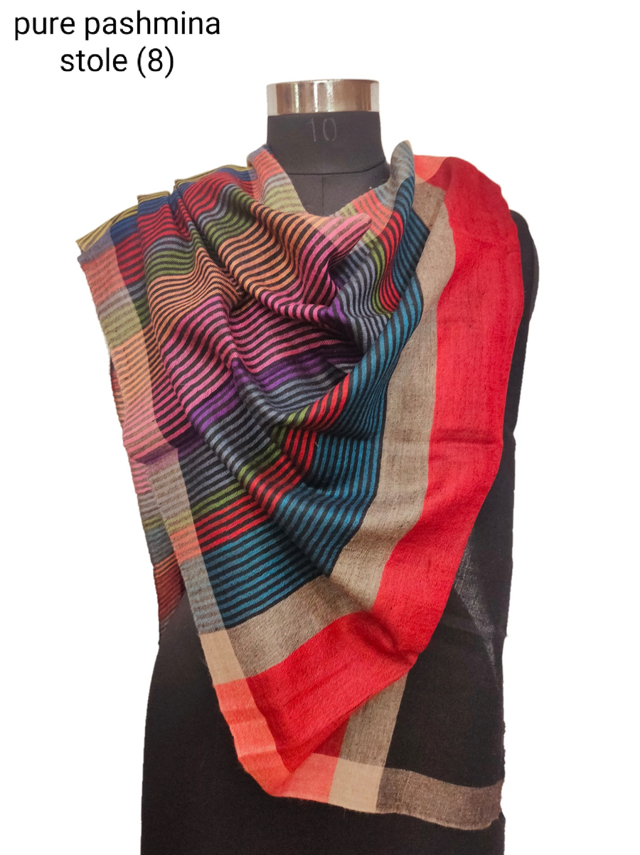 Pure Pashmina Stoles  Stripe &checks