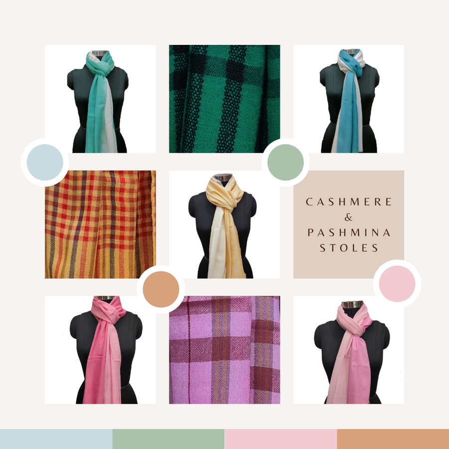 Cashmere Check &Stripe Stole