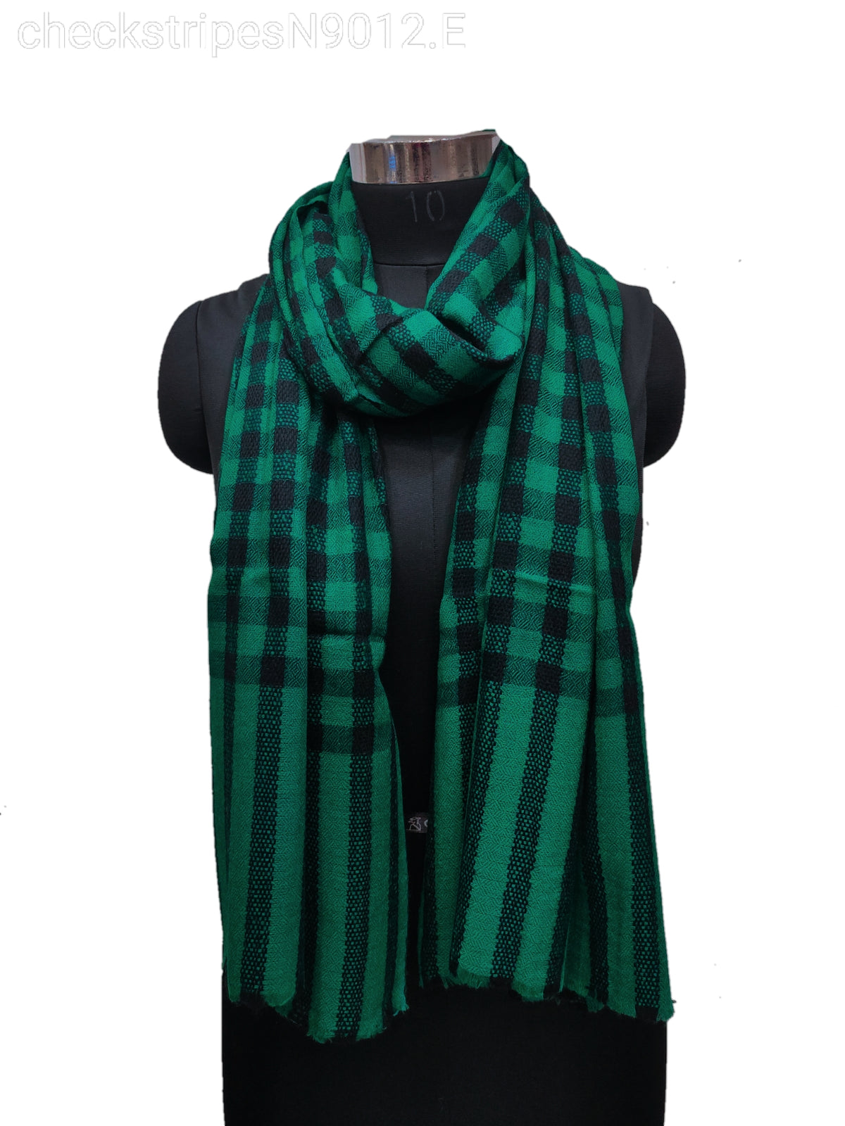 Cashmere Check-Stripe Stole.