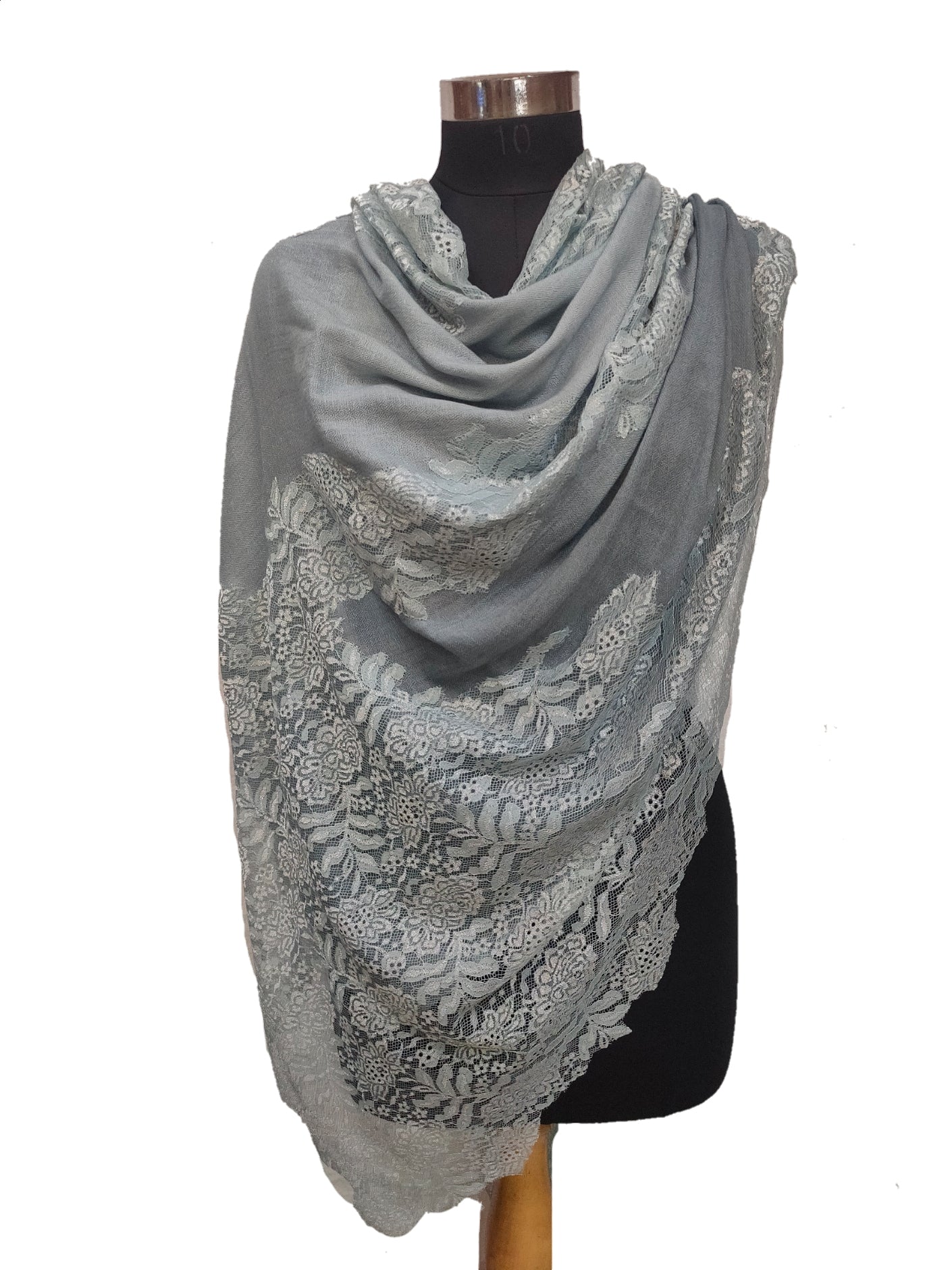 Bamboo Silk Cashmere 4 side lace Stole.