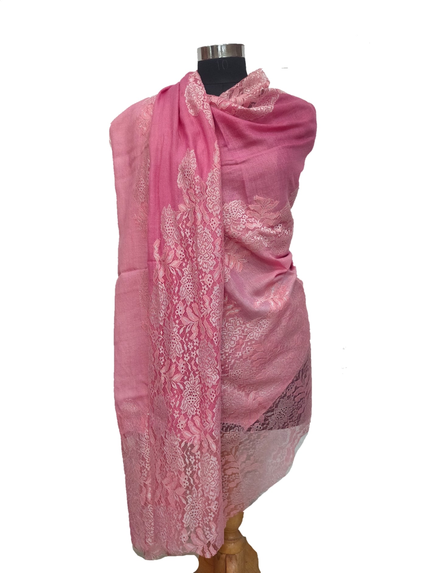 Bamboo Silk Cashmere 4 side lace Stole.