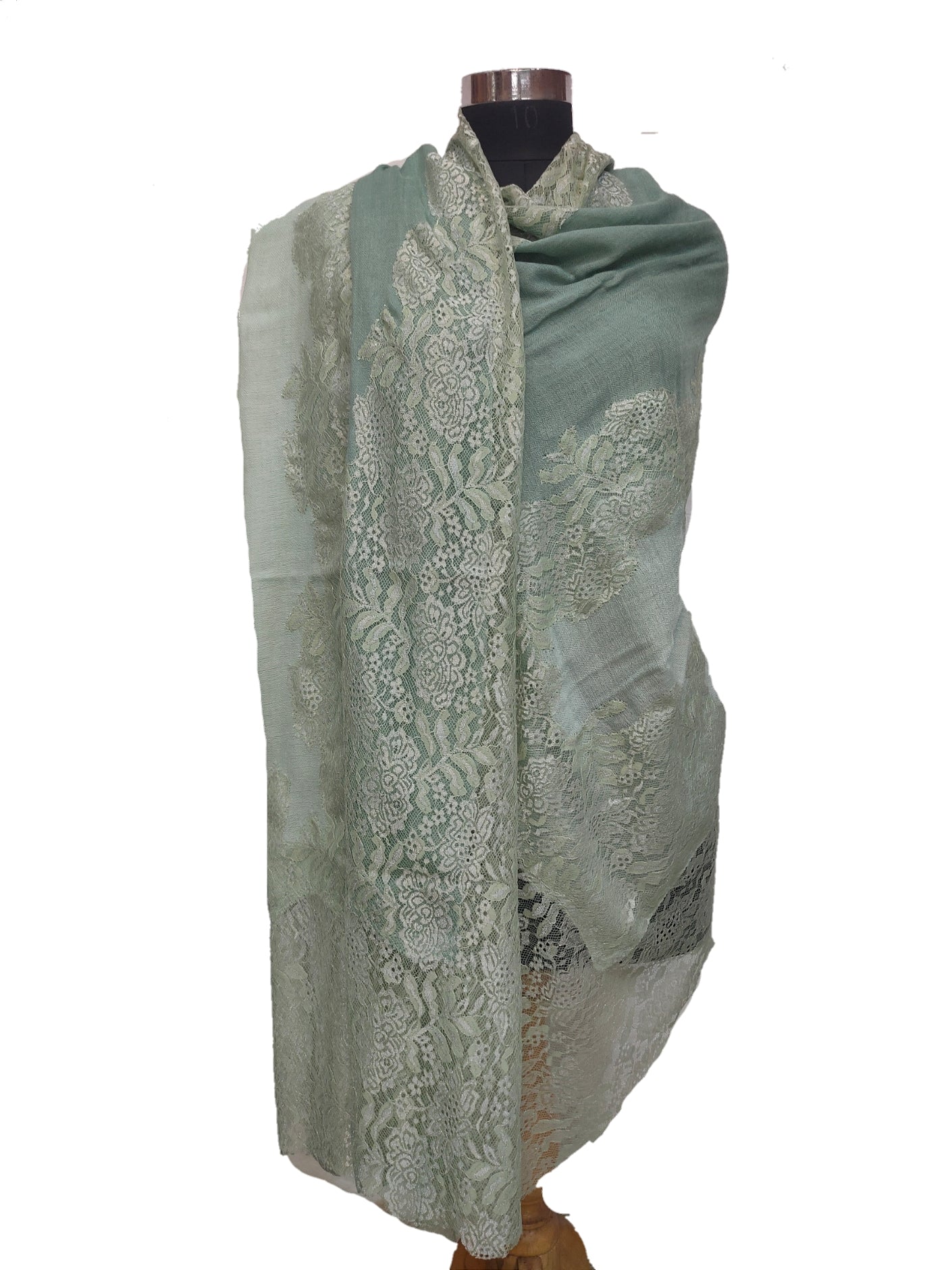 Bamboo silk cashmere 4 side lace Stole.