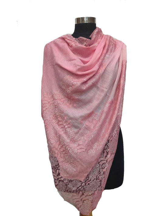 Bamboo Silk Cashmere 4 side lace Stole.