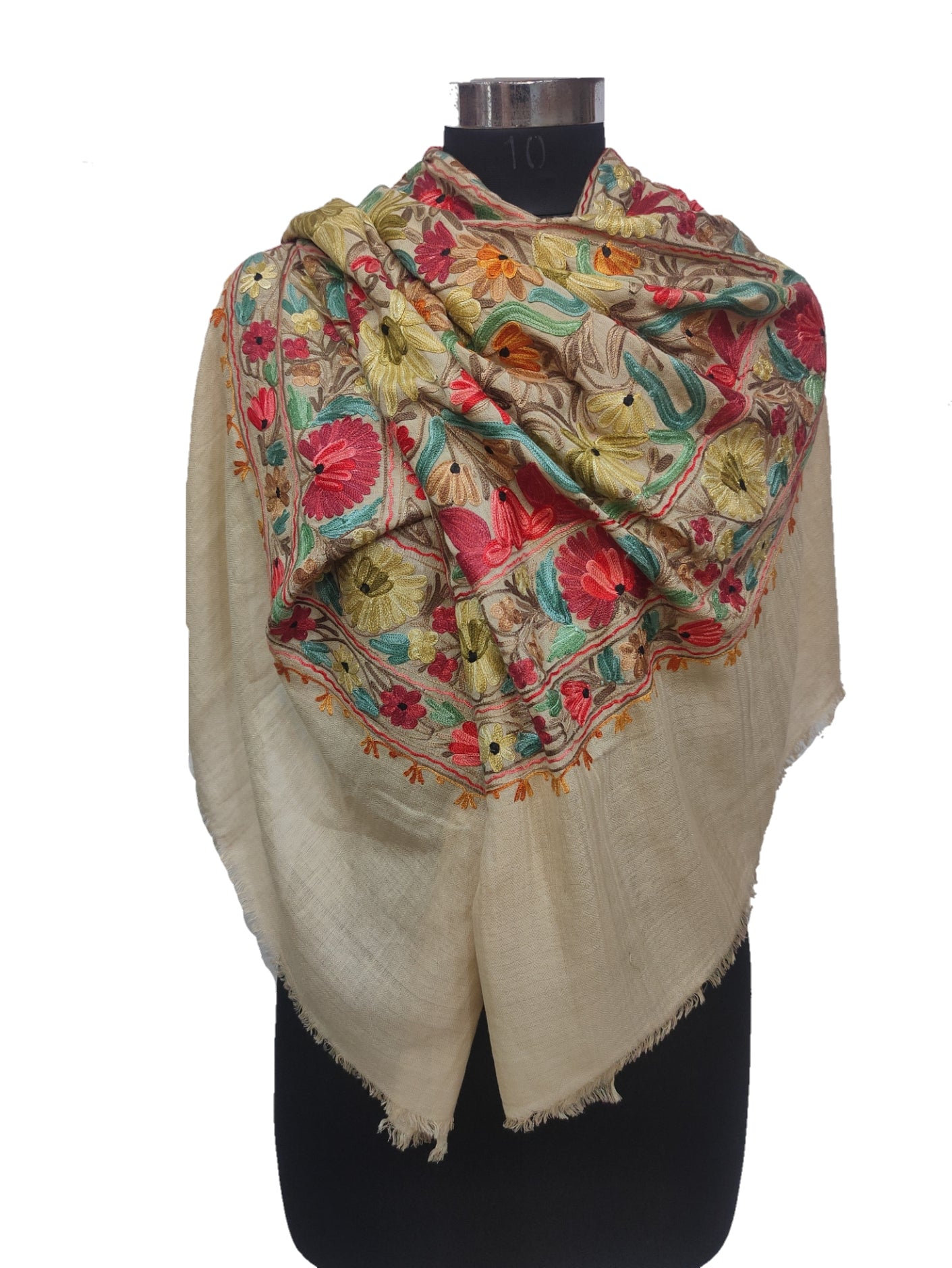 wool Aari Embroidery Heavy Stole.