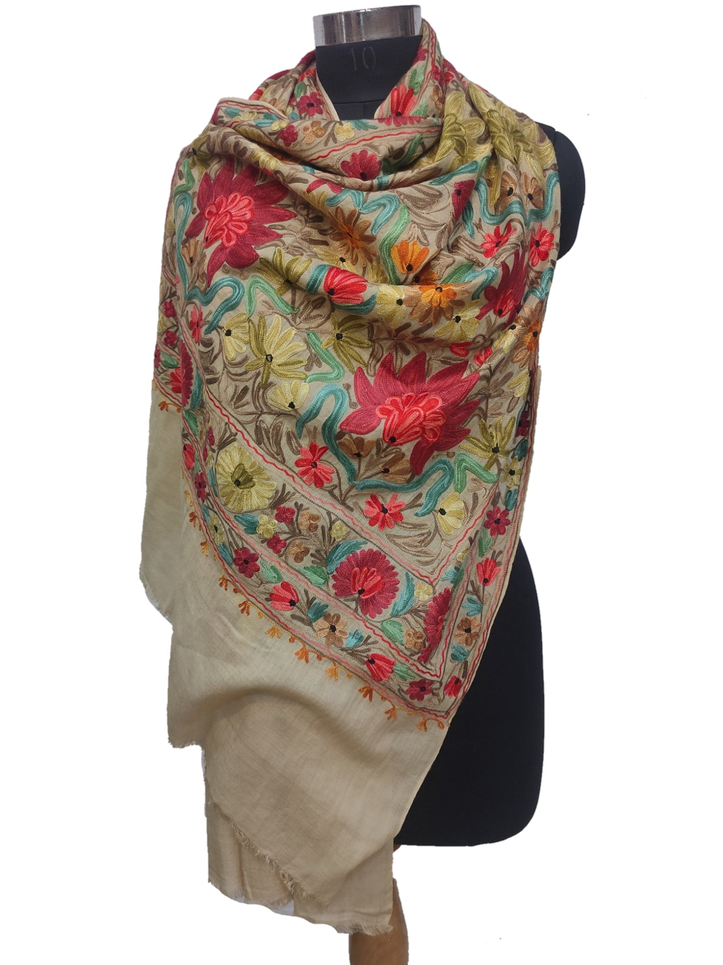 wool Aari Embroidery Heavy Stole.