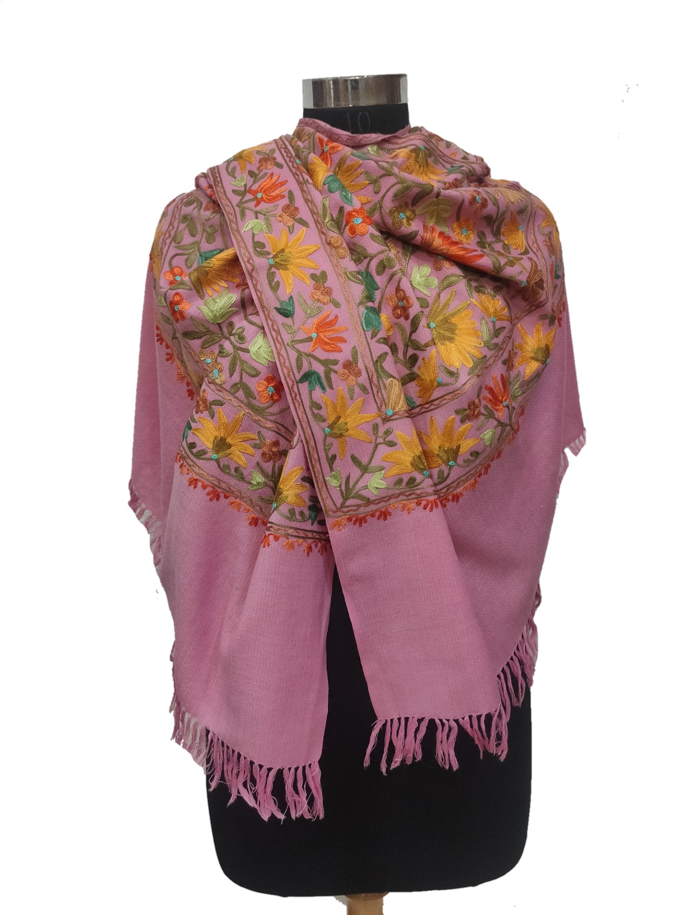 Wool Aari Embroidery Heavy Stole.