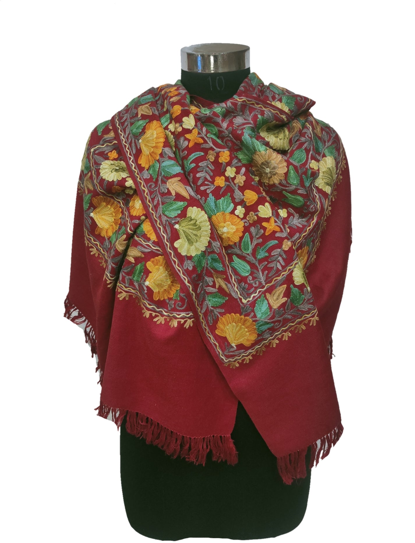 Wool Aari Embroidery Heavy Stole.