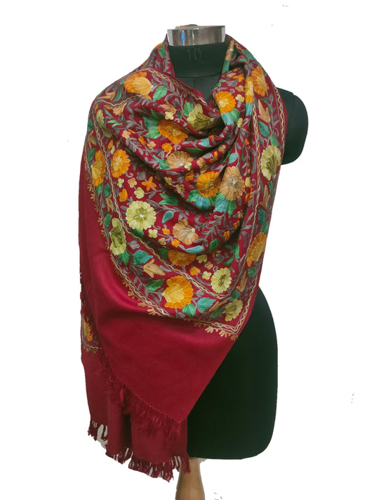 Wool Aari Embroidery Heavy Stole.