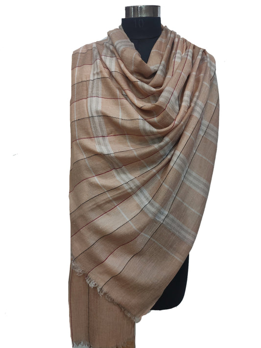 Pure Pashmina handmade Check Shawl.