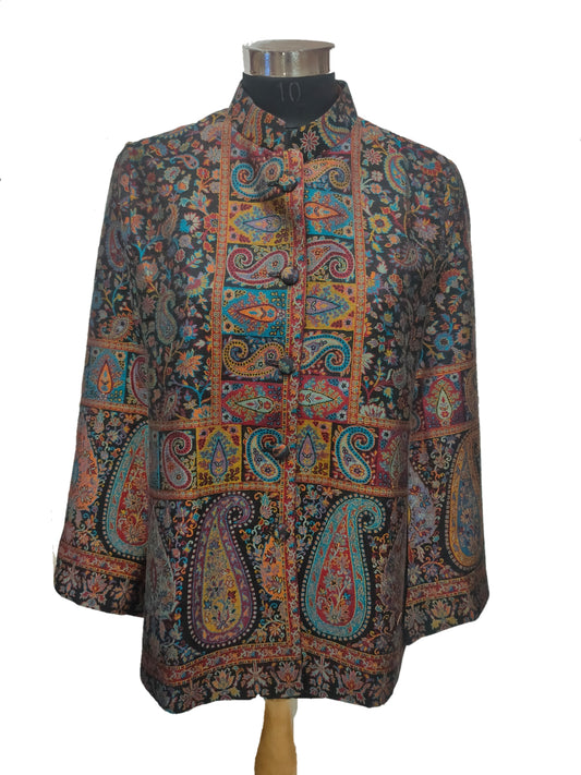 Cashmere woven Kashmir Jamawar Split Sleeves Cape.