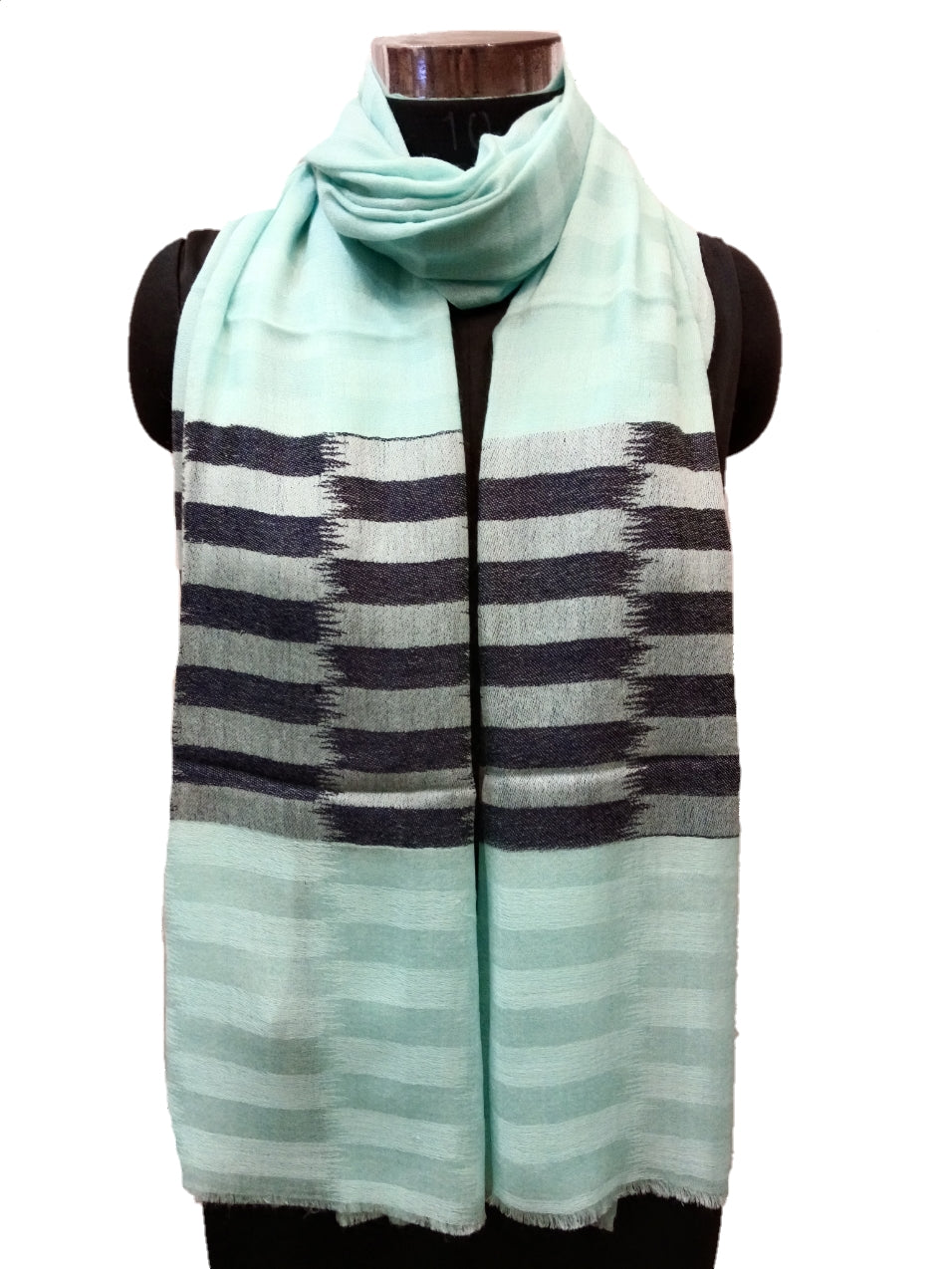 Cashmere Check-Stripe Stole.