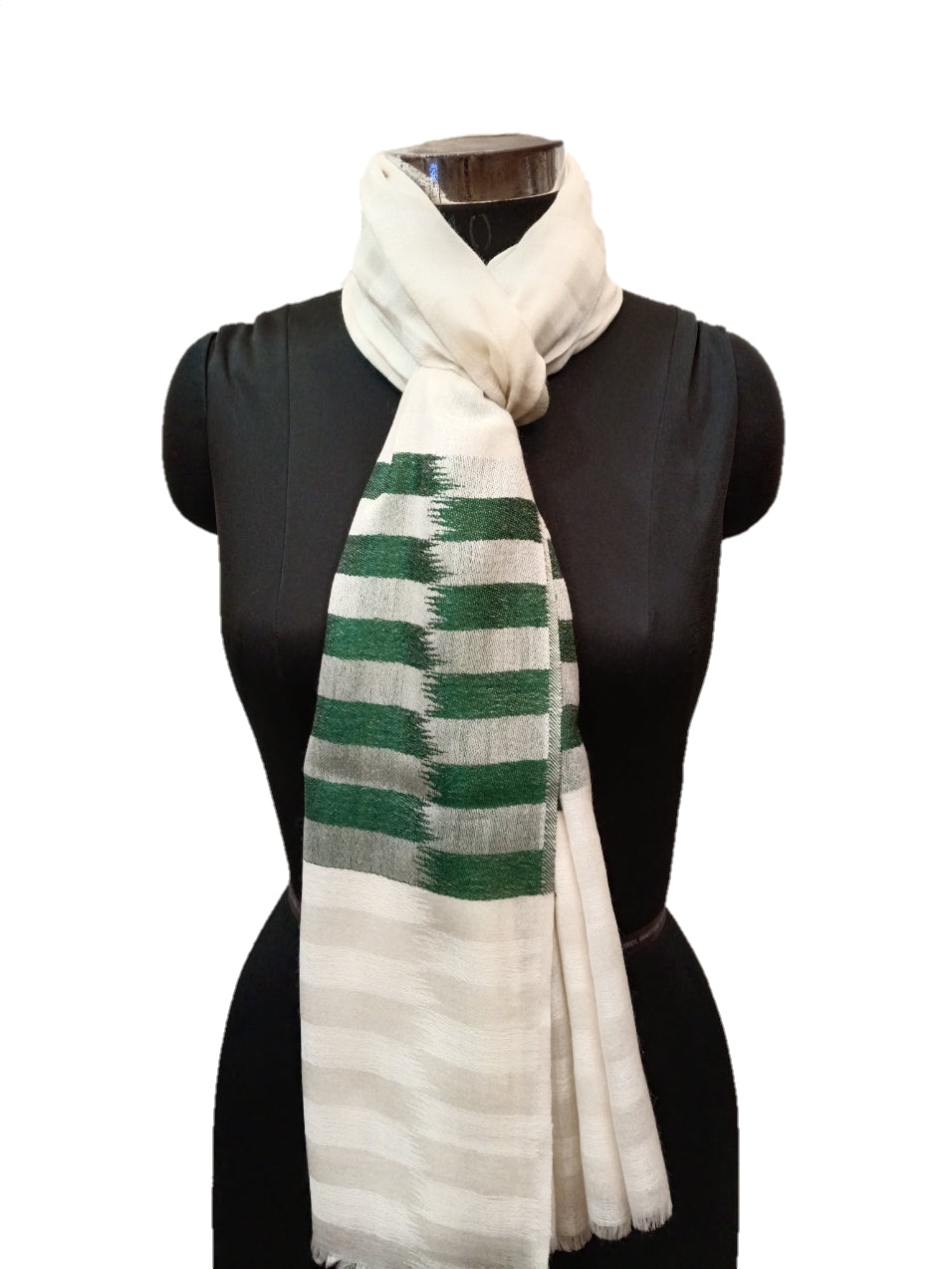 Cashmere Check-Stripe Stole.