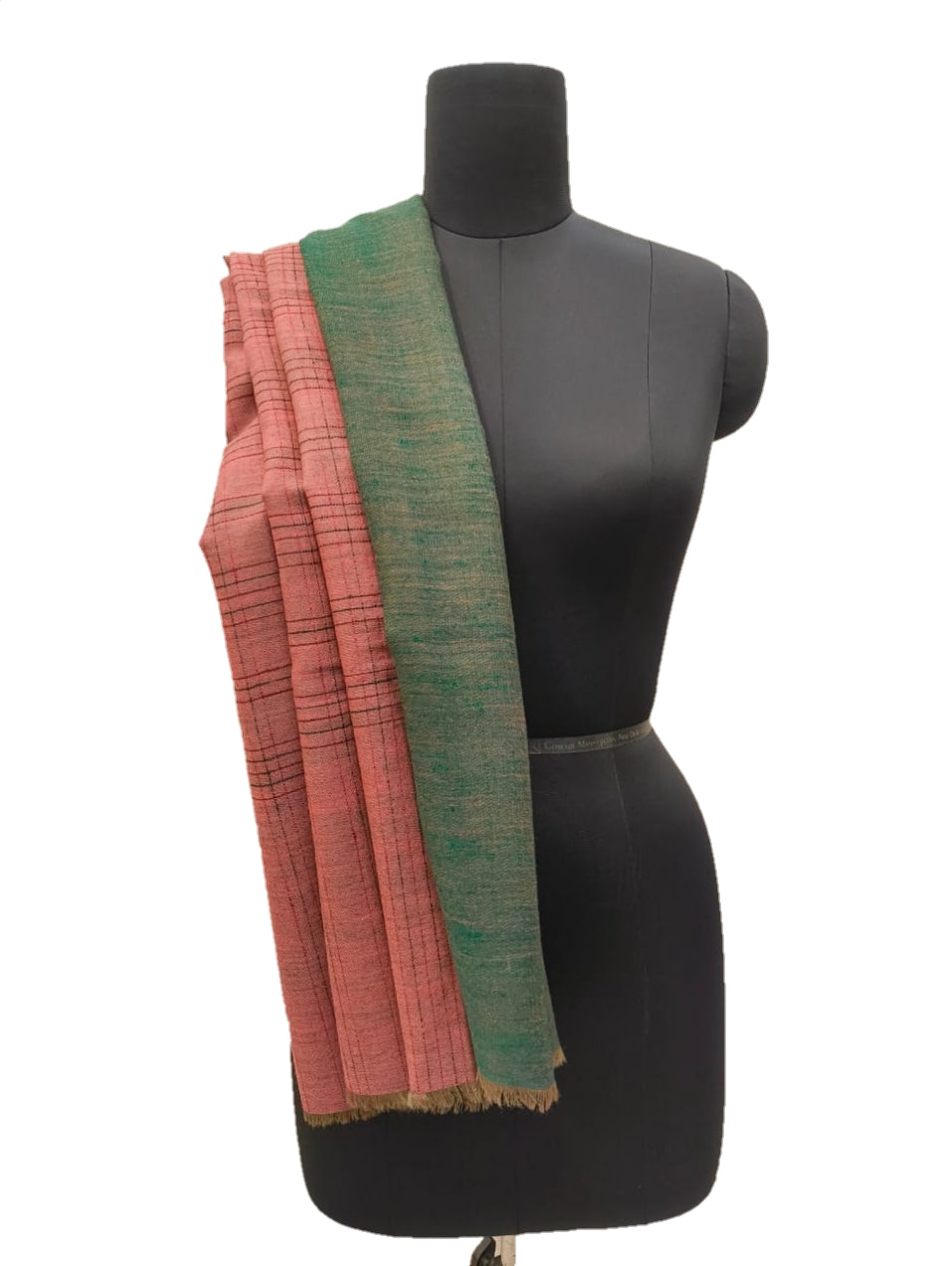 Pure Pashmina Handmade  Reversible check stripe Shawl.