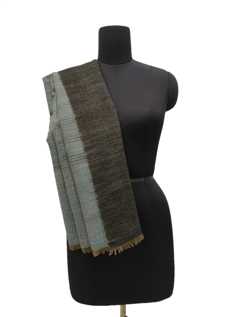 Pure Pashmina Handmade  Reversible check stripe Shawl.