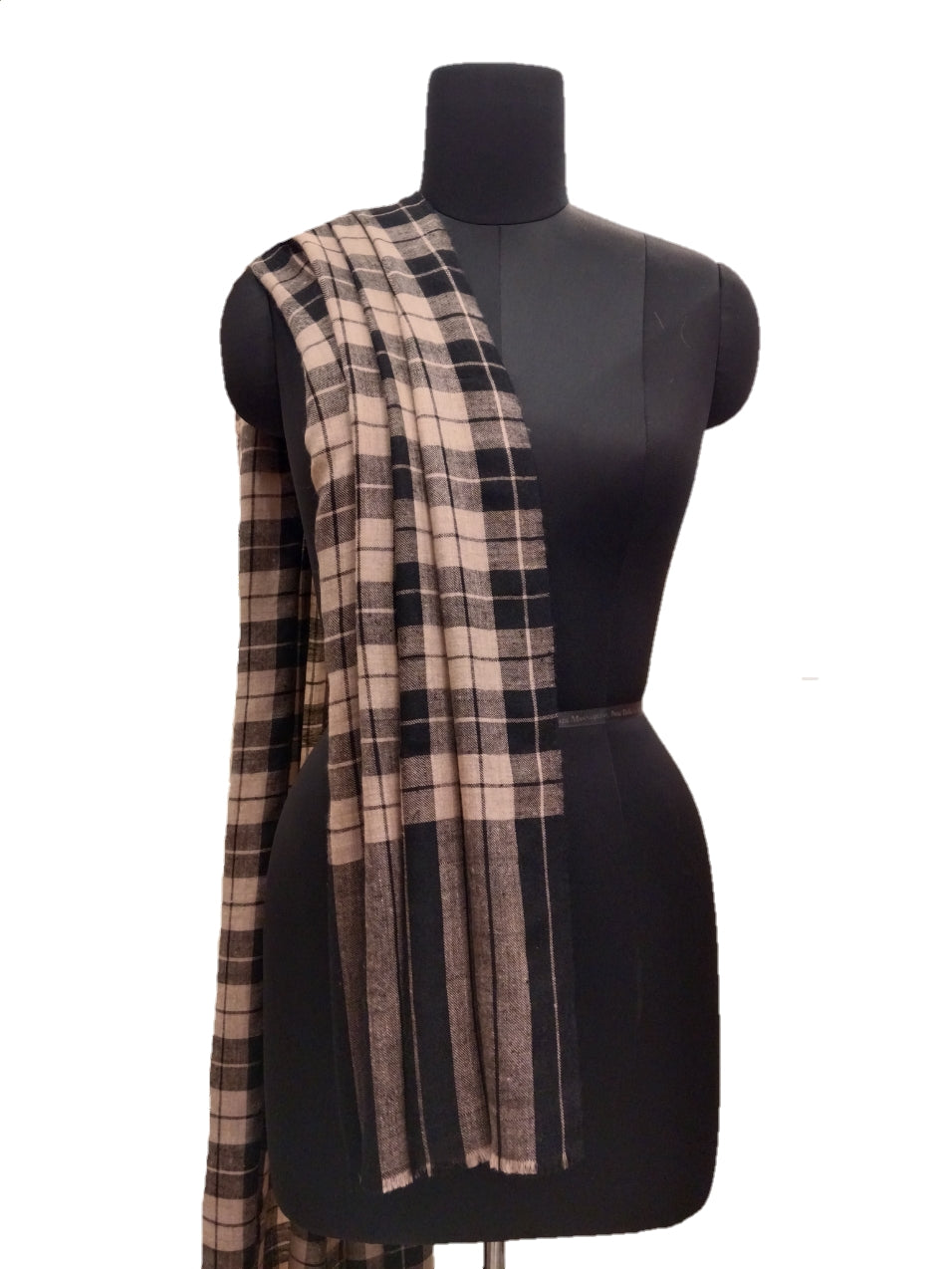 Pure Pashmina Handmade check stripe Shawl.