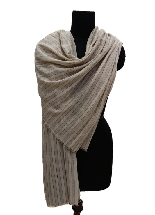 Pure Pashmina Handmade check stripe Shawl.