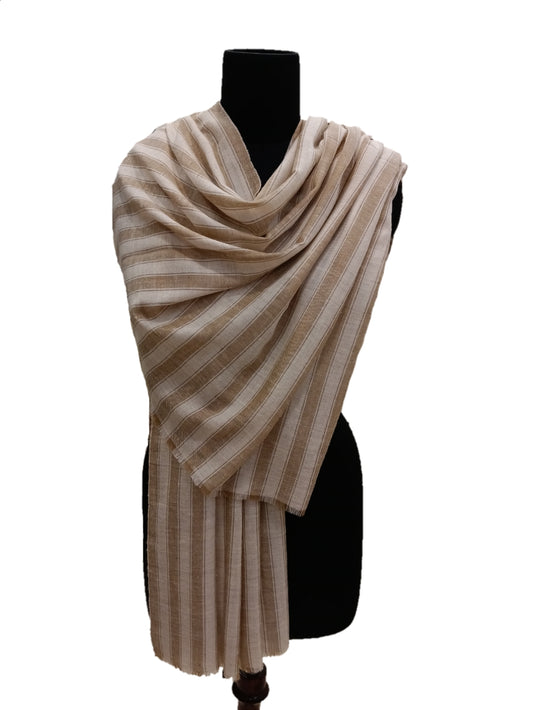 Pure Pashmina Handmade check stripe Shawl.