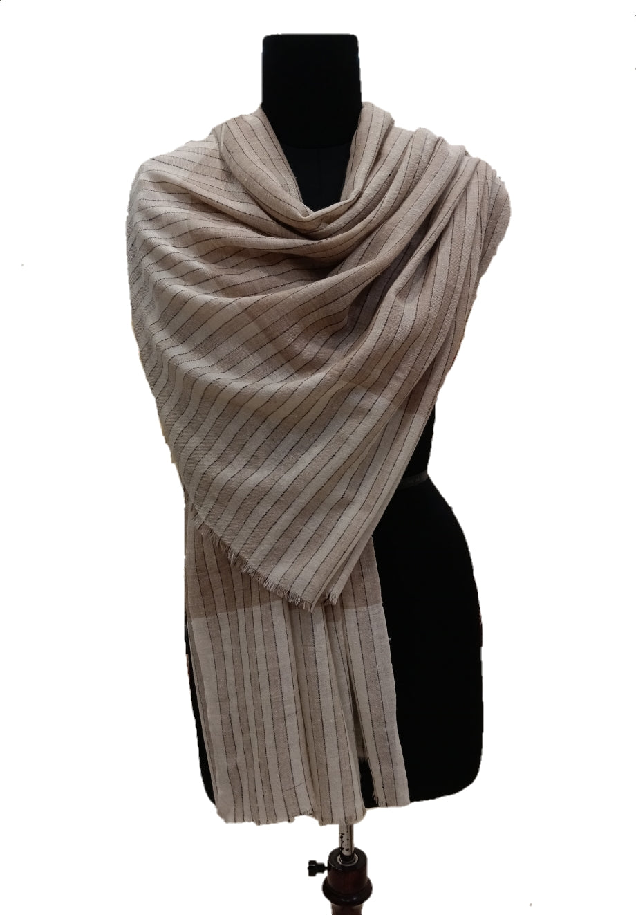 Pure Pashmina Handmade check stripe Shawl.