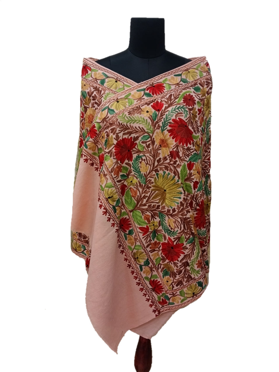 wool Aari Embroidery Heavy Stole.