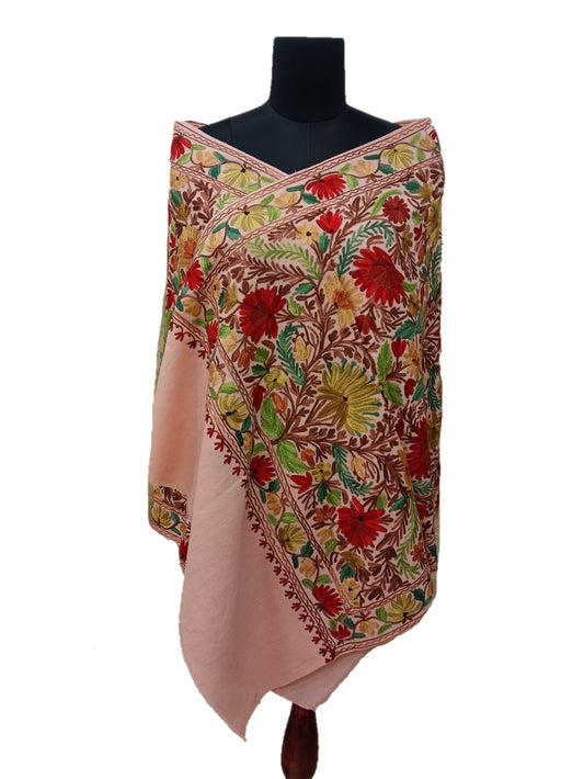 wool Aari Embroidery Heavy Stole.