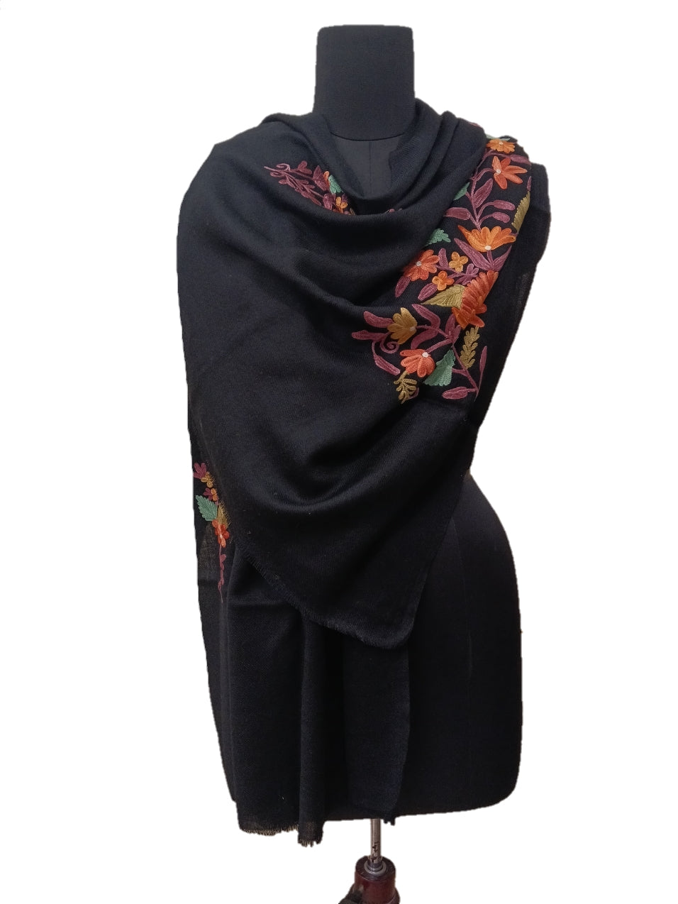 Wool Aari Embroidery Heavy Stole.