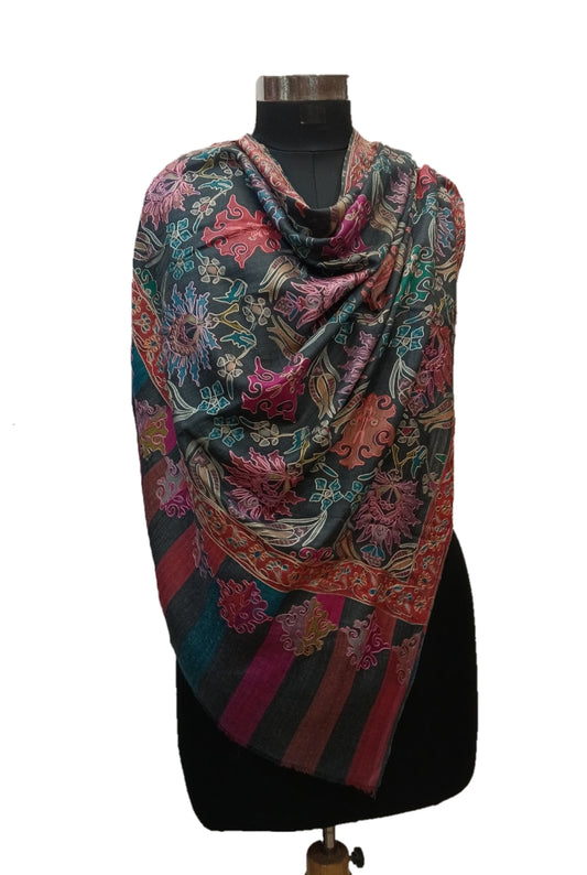 Cashmere Pashmina Blended kalamkari Outline Stole.