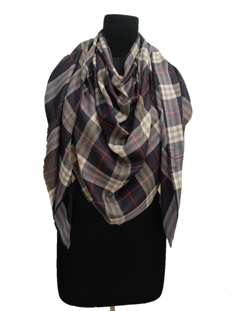 Cashmere Check- Stripe Stole.
