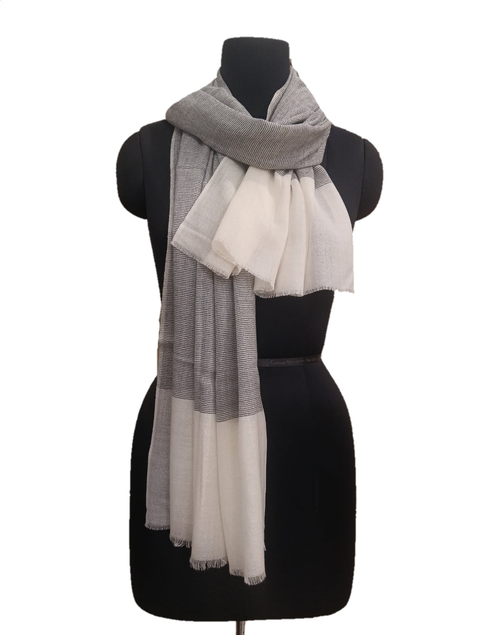 Cashmere Check-Stripe Stole.