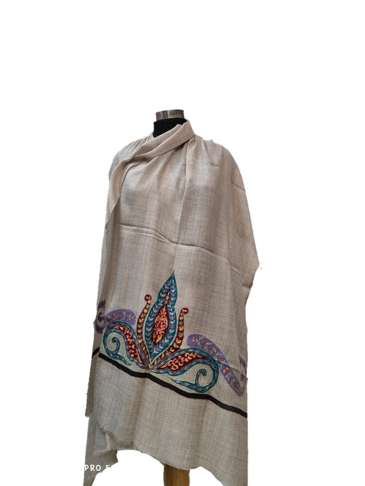 Pashmina Pure Embroidered Border Stole.