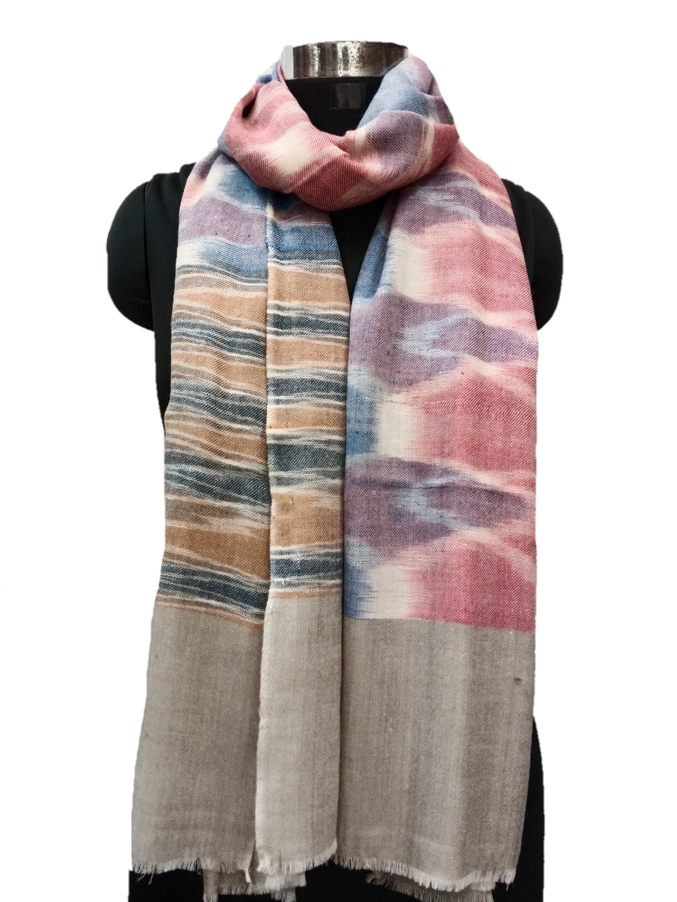 Pashmina pure ikkat Stripe Stole.