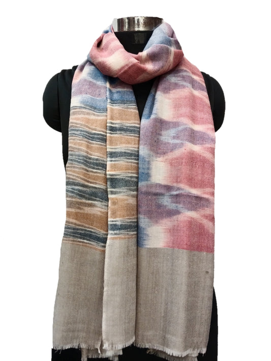 Pashmina pure ikkat Stripe Stole.