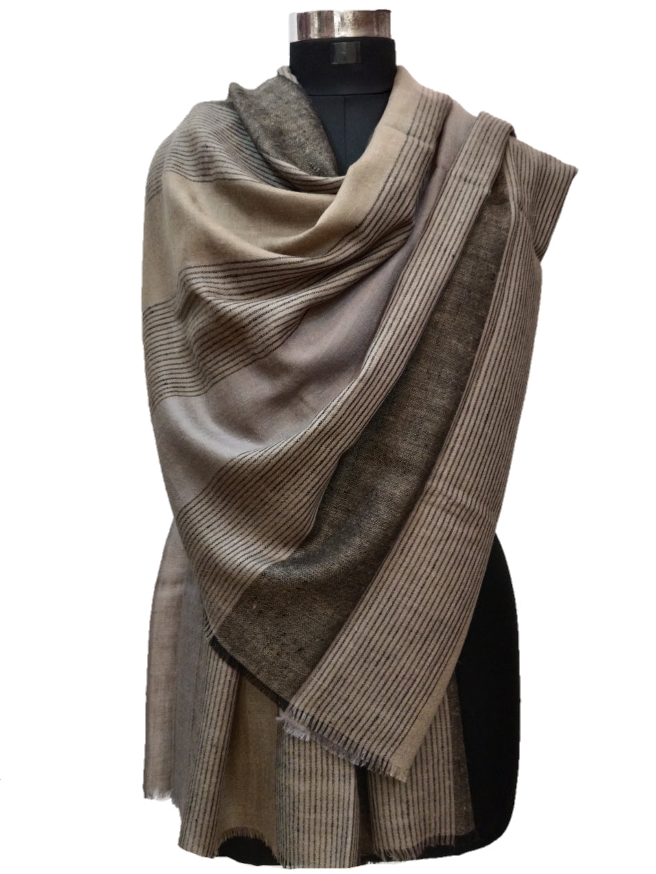 Pure Pashmina Handmade stripe Shawl.