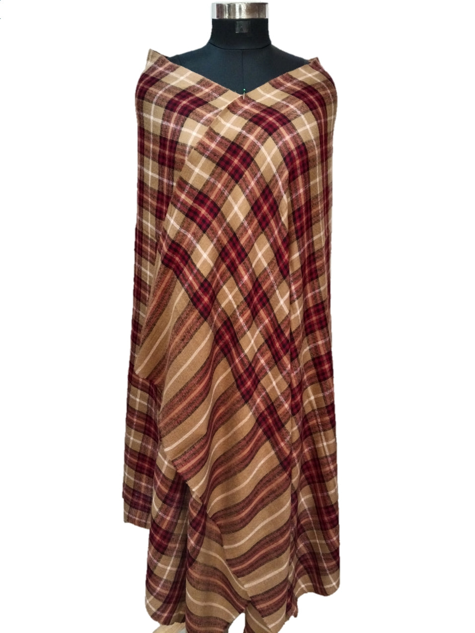 Pure Pashmina Handmade Check Shawl.